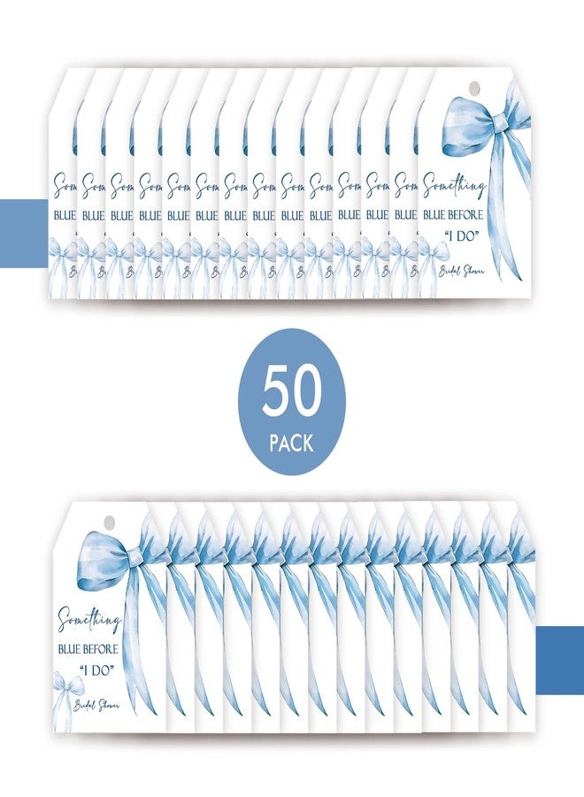 FORSHEEP 50pcs Something Blue Before I Do Thank You Tags, She Tied The Knot Gift Tag with String for Bridal Shower, Blue Bow Thank You Paper Tags for Wedding Party Favors - Image 3